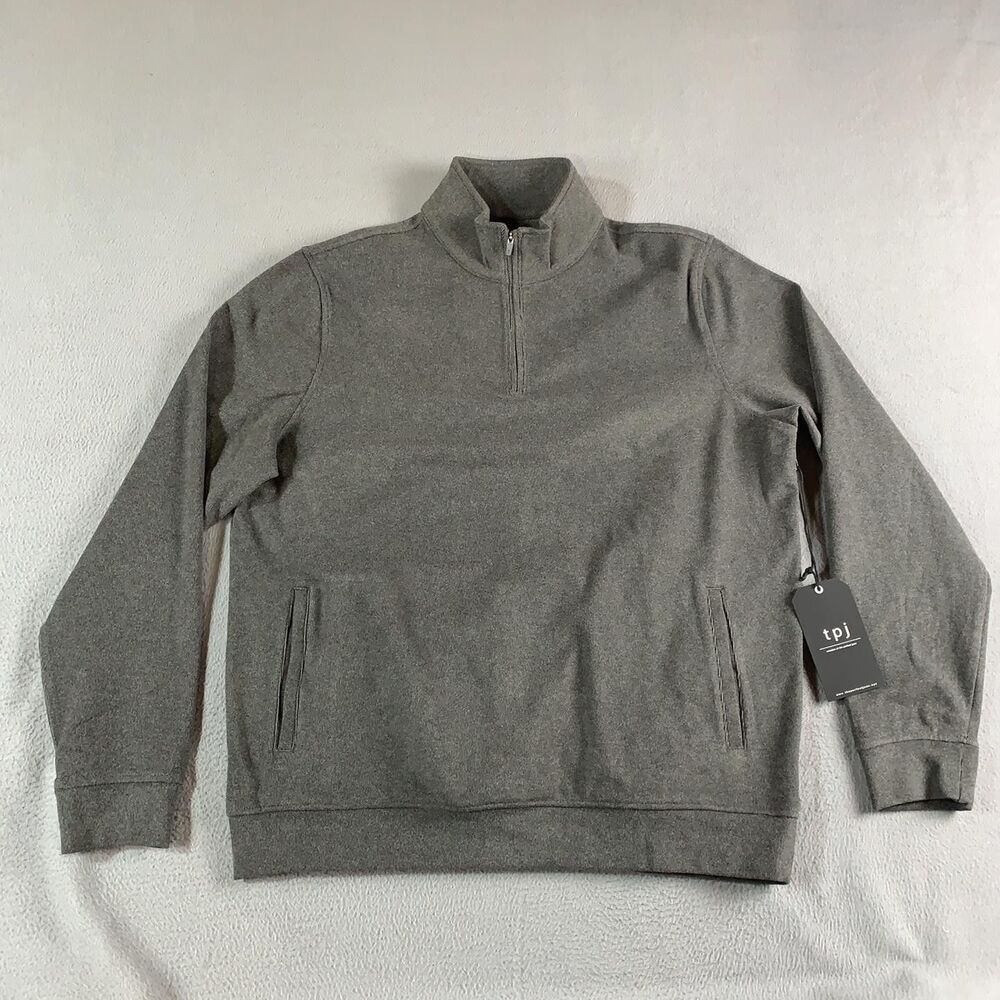 Tpj Ther Perfect Jean Sweatshirt Mens Large Gray Charcoal 1/4 Zip Fleece Mock